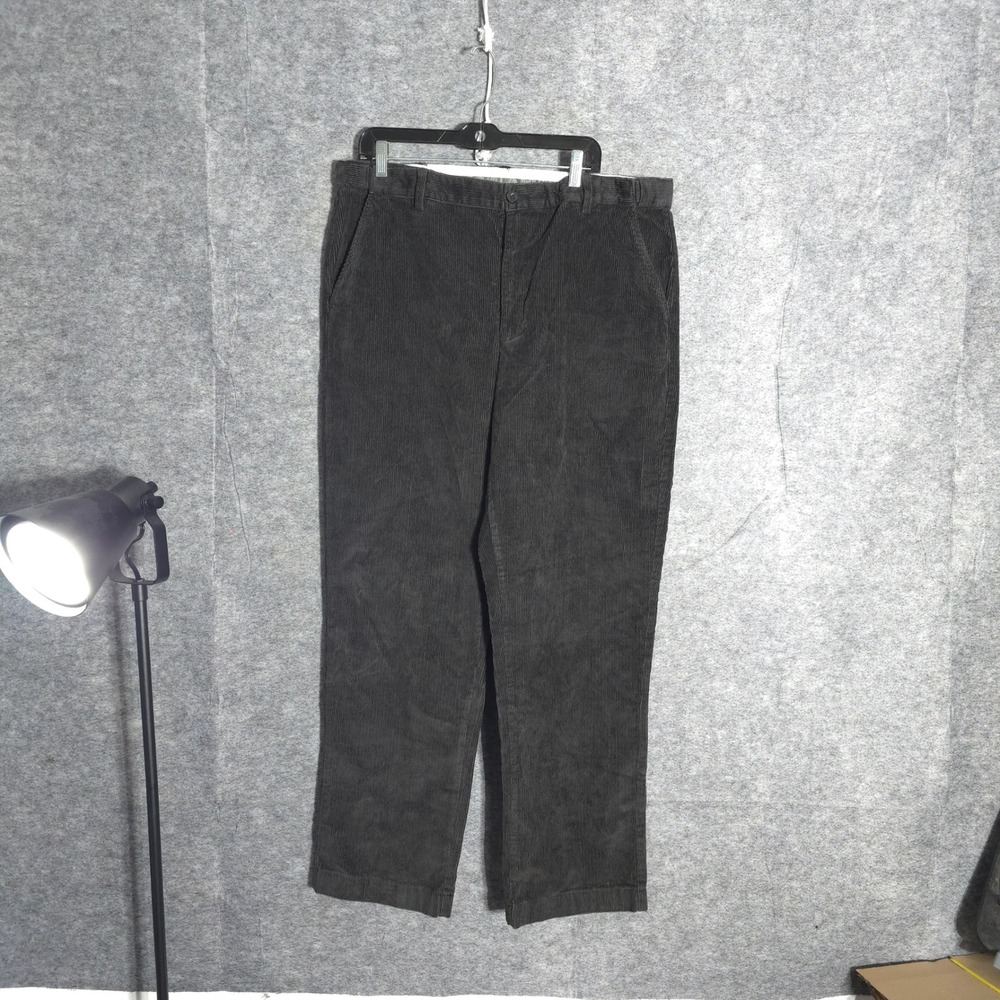 LL Bean Corduroy Pants Mens 38x32 Gray Comfort Waist Stretch Straight 502864